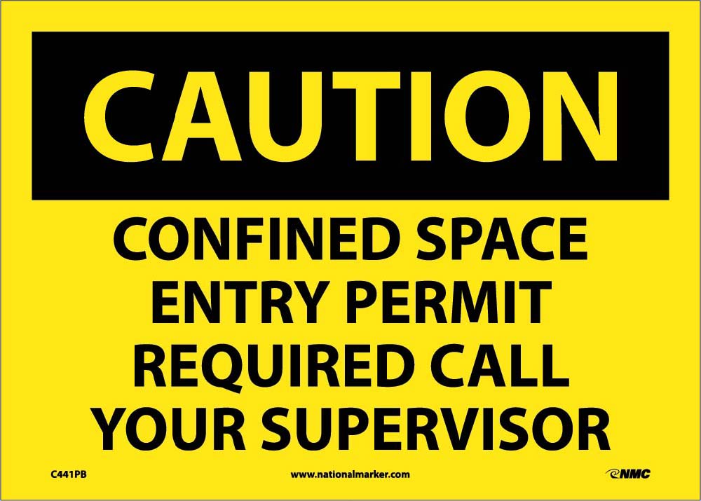 Caution Confined Space Permit Required Sign-eSafety Supplies, Inc