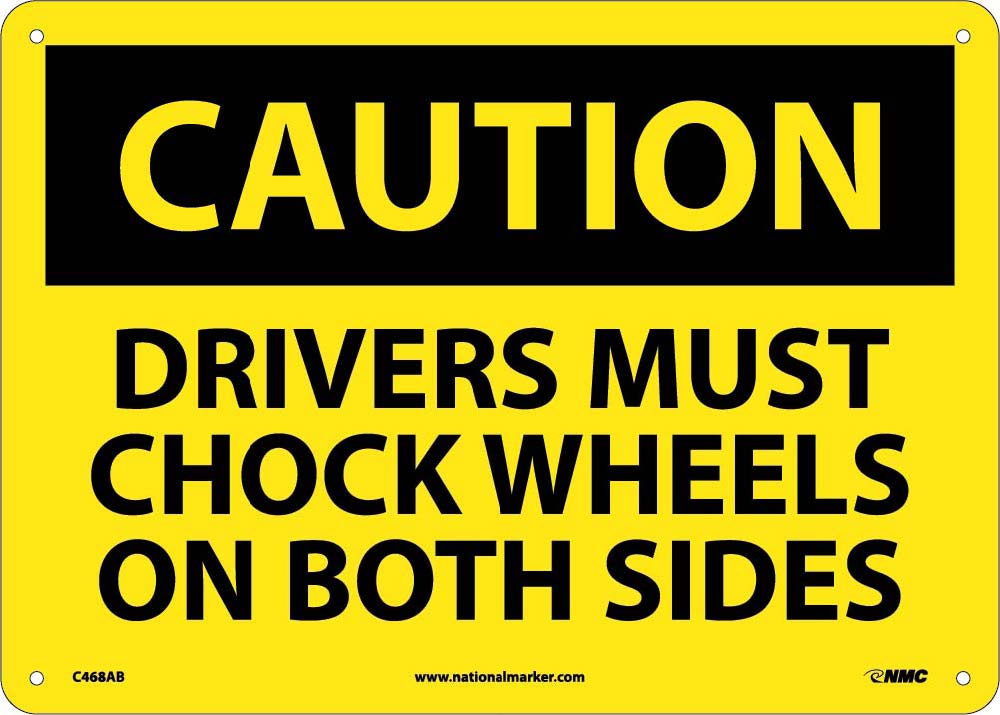 Drivers Must Chock Wheels On.. Sign-eSafety Supplies, Inc