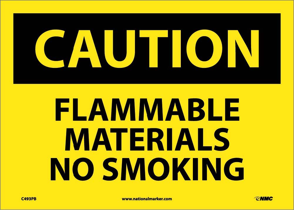 Caution Flammable Materials No Smoking Sign-eSafety Supplies, Inc