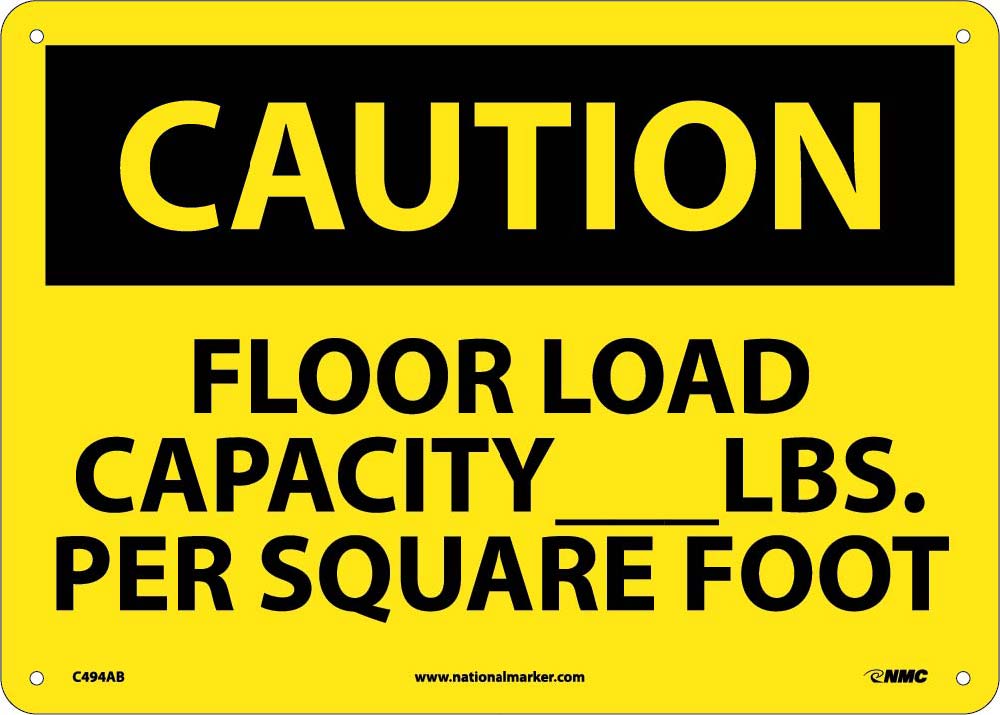 Caution Floor Load Capacity Sign-eSafety Supplies, Inc