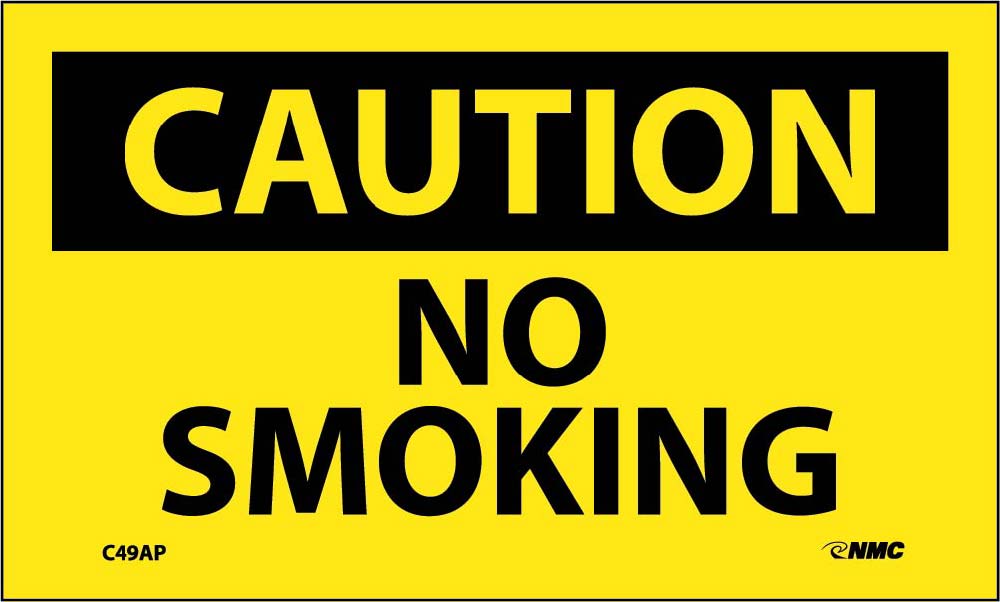 Caution No Smoking Label - 5 Pack-eSafety Supplies, Inc