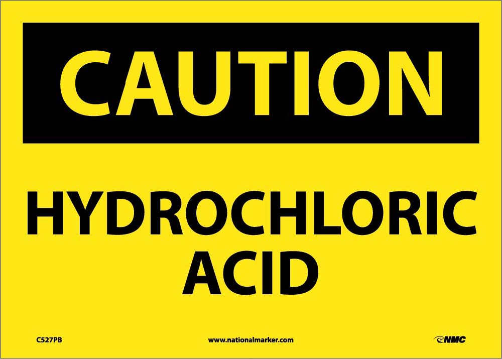 Caution Hydrochloric Acid Sign-eSafety Supplies, Inc