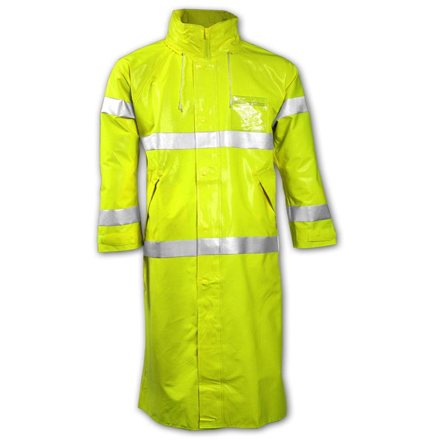 Comfort-Brite® Coat - Fluorescent Yellow-Green - Attached Hood - Silver Reflective Tape-eSafety Supplies, Inc