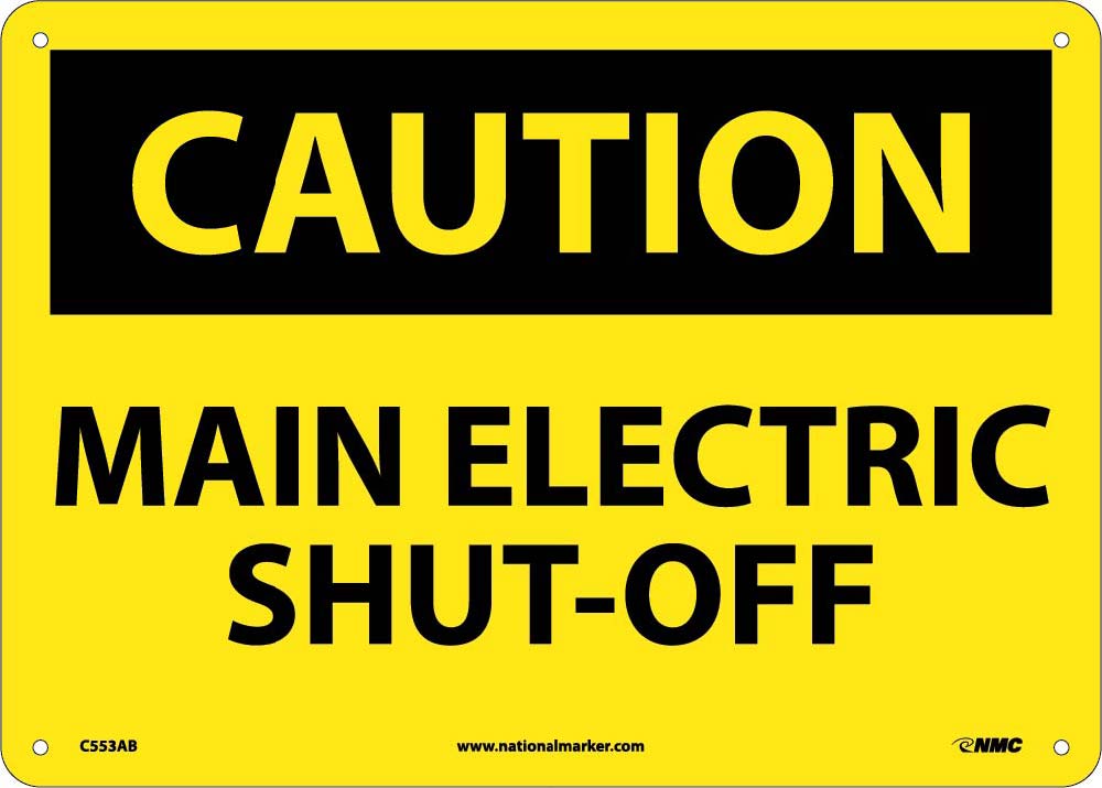 Caution Main Electric Shut-Off Sign-eSafety Supplies, Inc