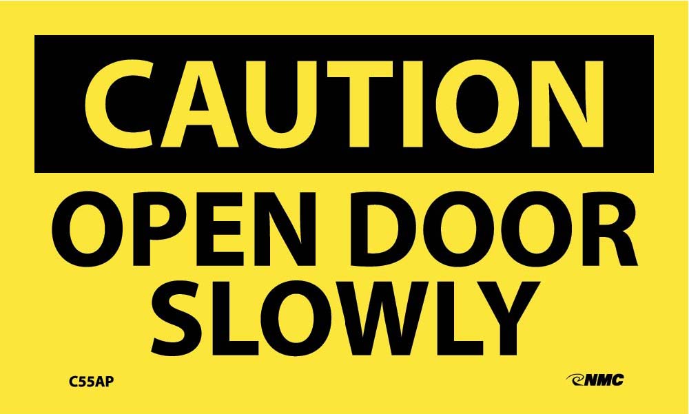 Caution Open Door Slowly Label - 5 Pack-eSafety Supplies, Inc