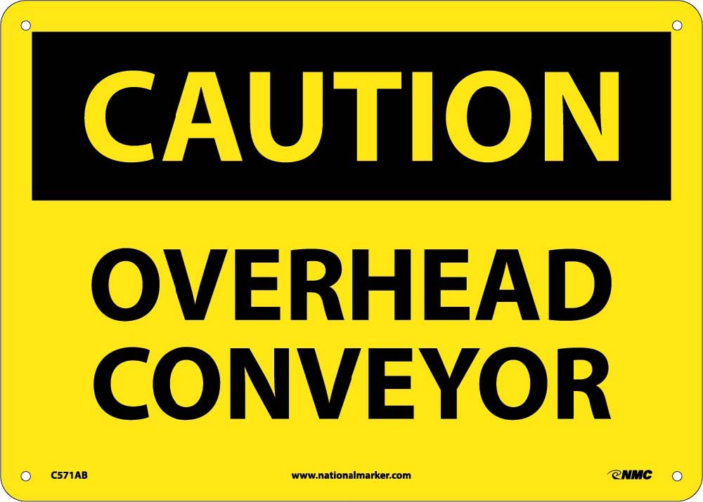 Caution Overhead Conveyor Sign-eSafety Supplies, Inc