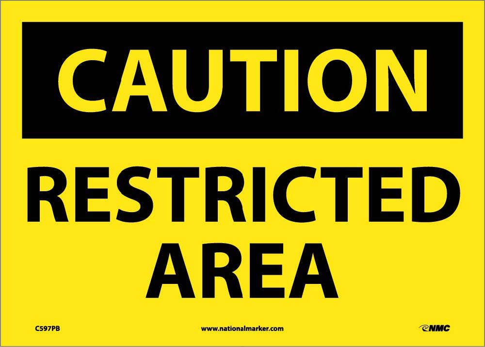Caution Restricted Area Sign-eSafety Supplies, Inc