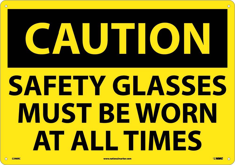 Large Format Caution Safety Glasses Must Be Worn Sign-eSafety Supplies, Inc