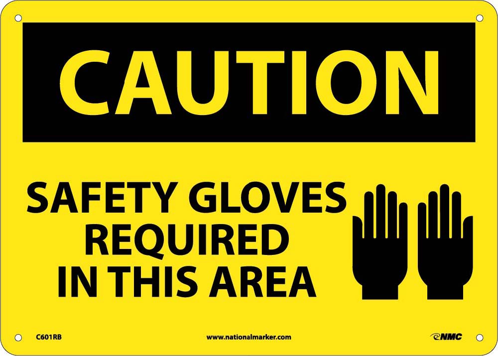 Caution Safety Gloves Required In This Area Sign-eSafety Supplies, Inc
