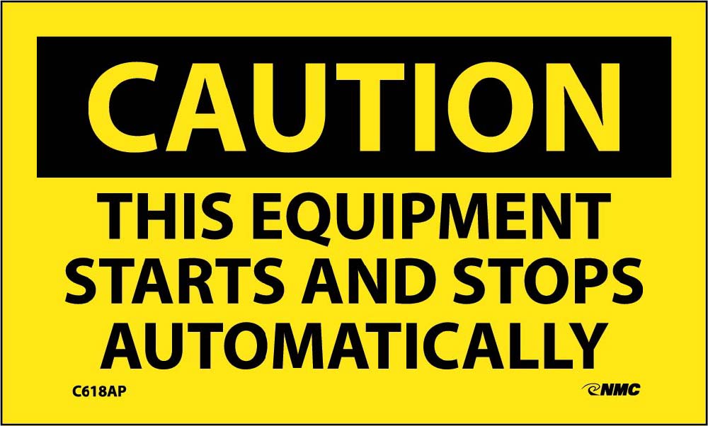 Caution This Equipment Starts And Stops Automatically Label - 5 Pack-eSafety Supplies, Inc