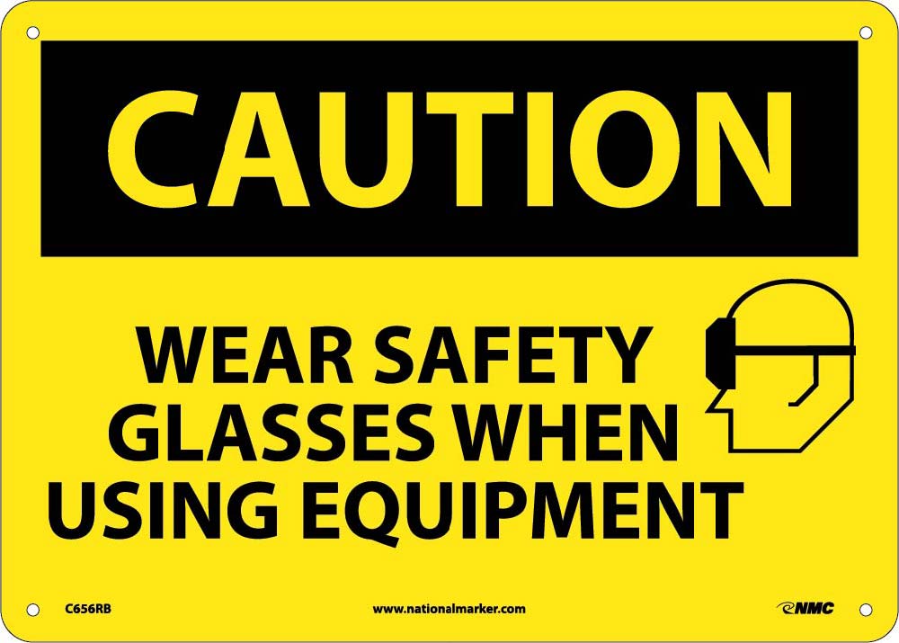 Caution Wear Safety Glasses When Using Equipment Sign-eSafety Supplies, Inc