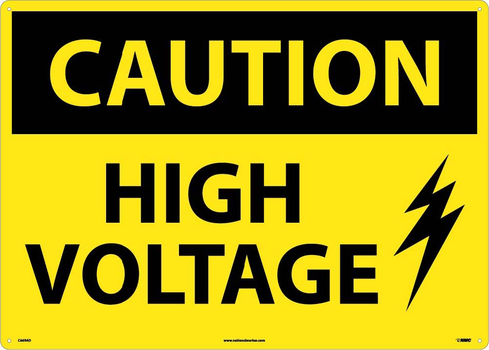 Large Format Caution High Voltage Sign-eSafety Supplies, Inc