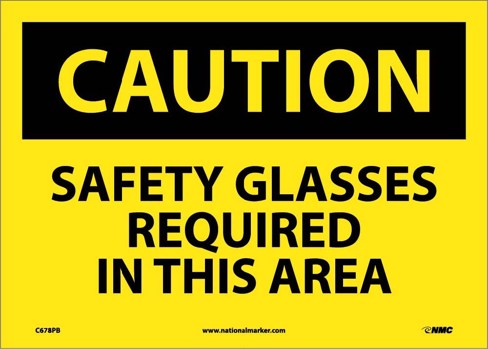 Caution Safety Glasses Required In This Area Sign-eSafety Supplies, Inc