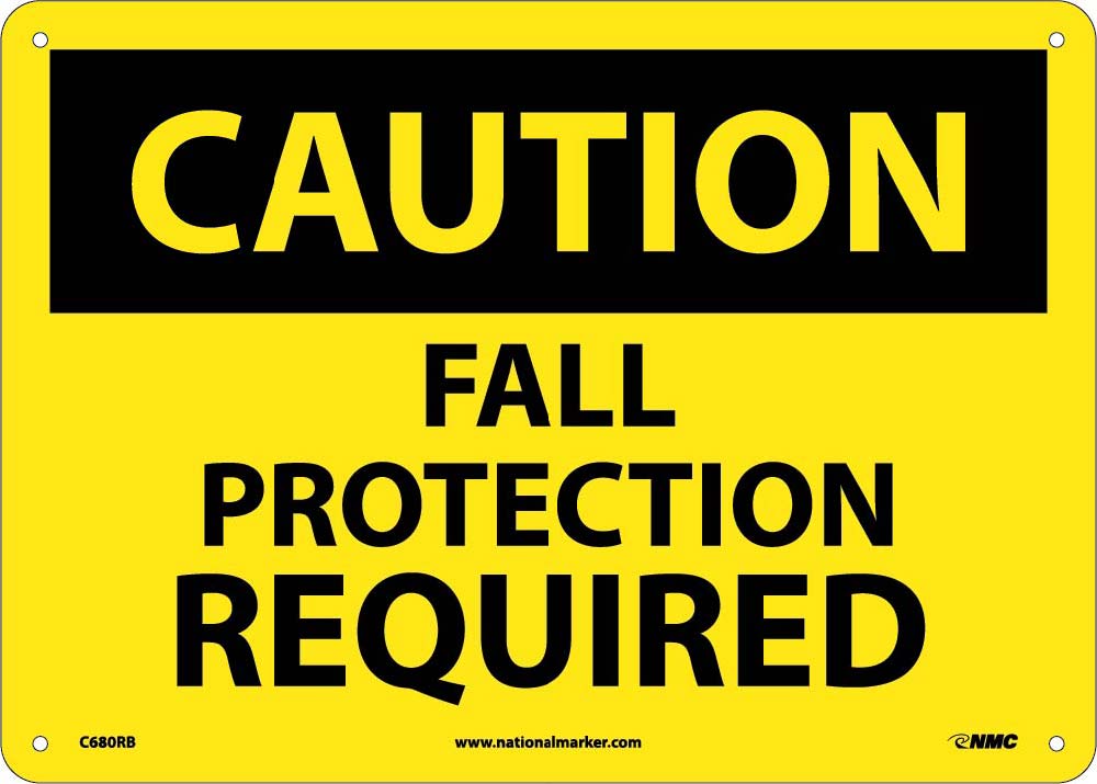 Caution Fall Protection Required Sign-eSafety Supplies, Inc