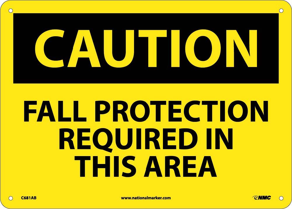 Caution Fall Protection Required In This Area Sign-eSafety Supplies, Inc