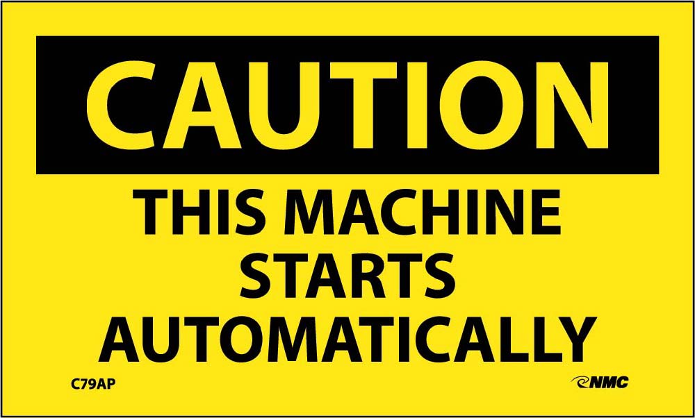 Caution This Machine Starts Automatically Label - 5 Pack-eSafety Supplies, Inc