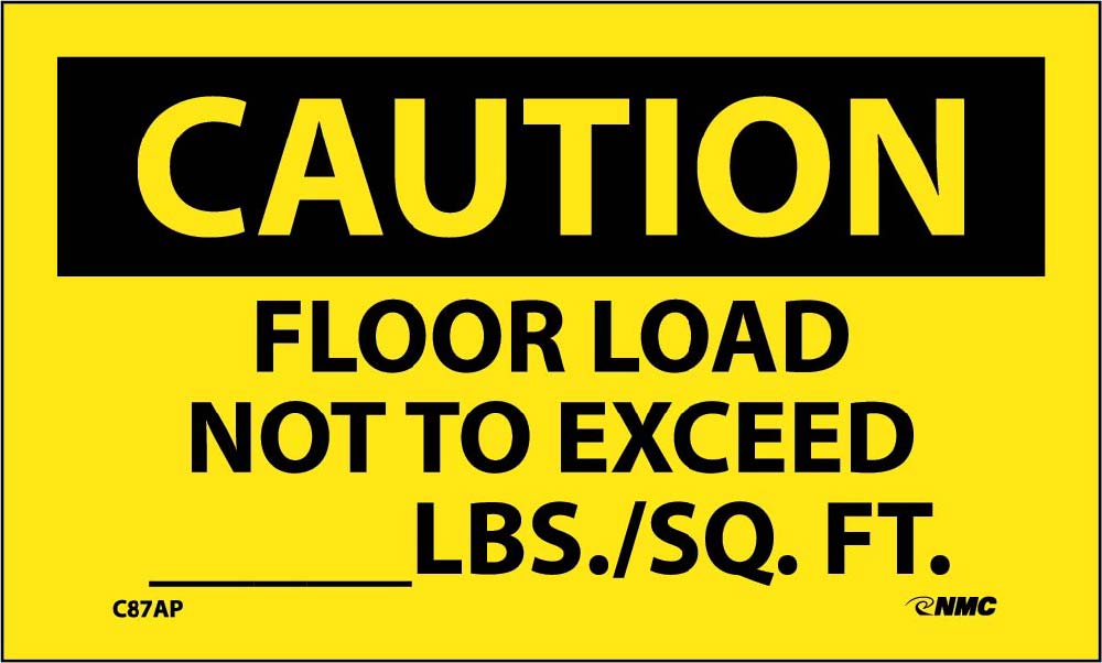 Caution Floor Load Restrictions Label - 5 Pack-eSafety Supplies, Inc