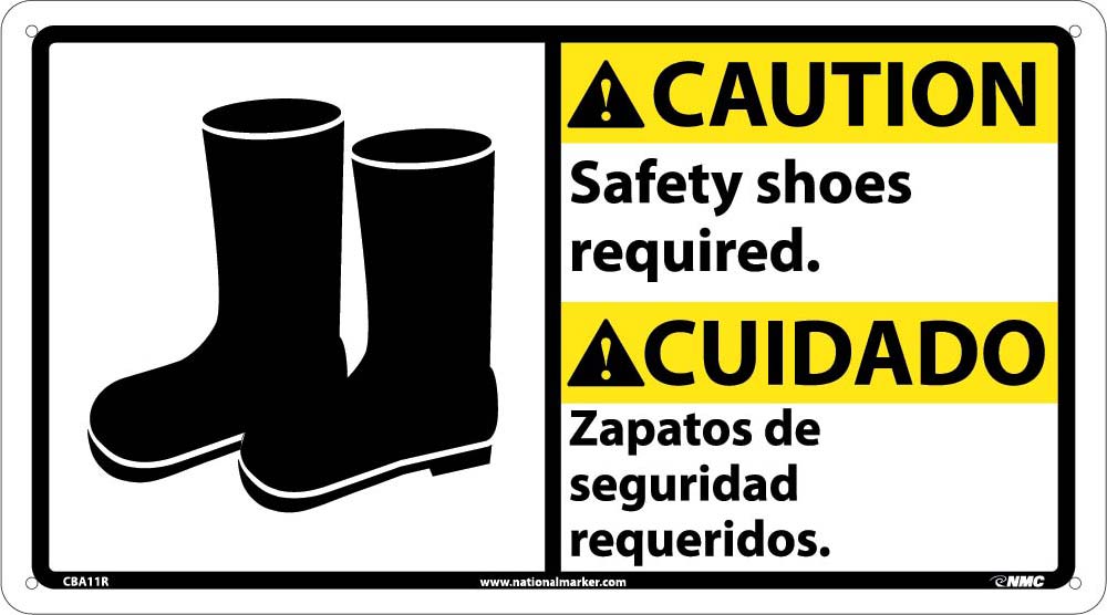Caution Safety Shoes Required Sign - Bilingual-eSafety Supplies, Inc