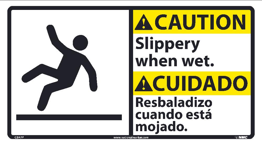 Caution Slippery When Wet Sign - Bilingual-eSafety Supplies, Inc