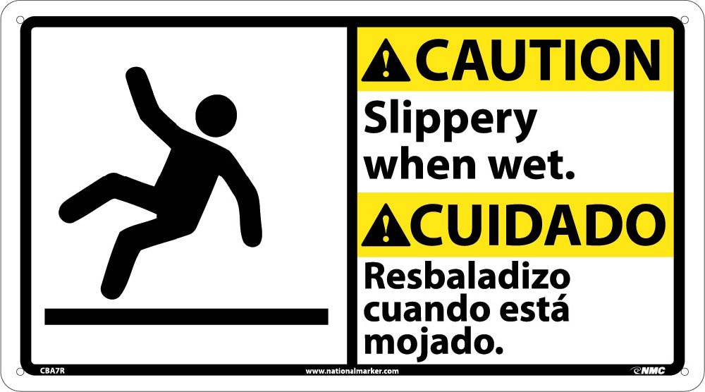 Caution Slippery When Wet Sign - Bilingual-eSafety Supplies, Inc