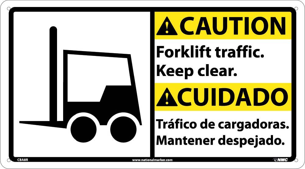 Caution Forklife Traffic Keep Clear Sign - Bilingual-eSafety Supplies, Inc