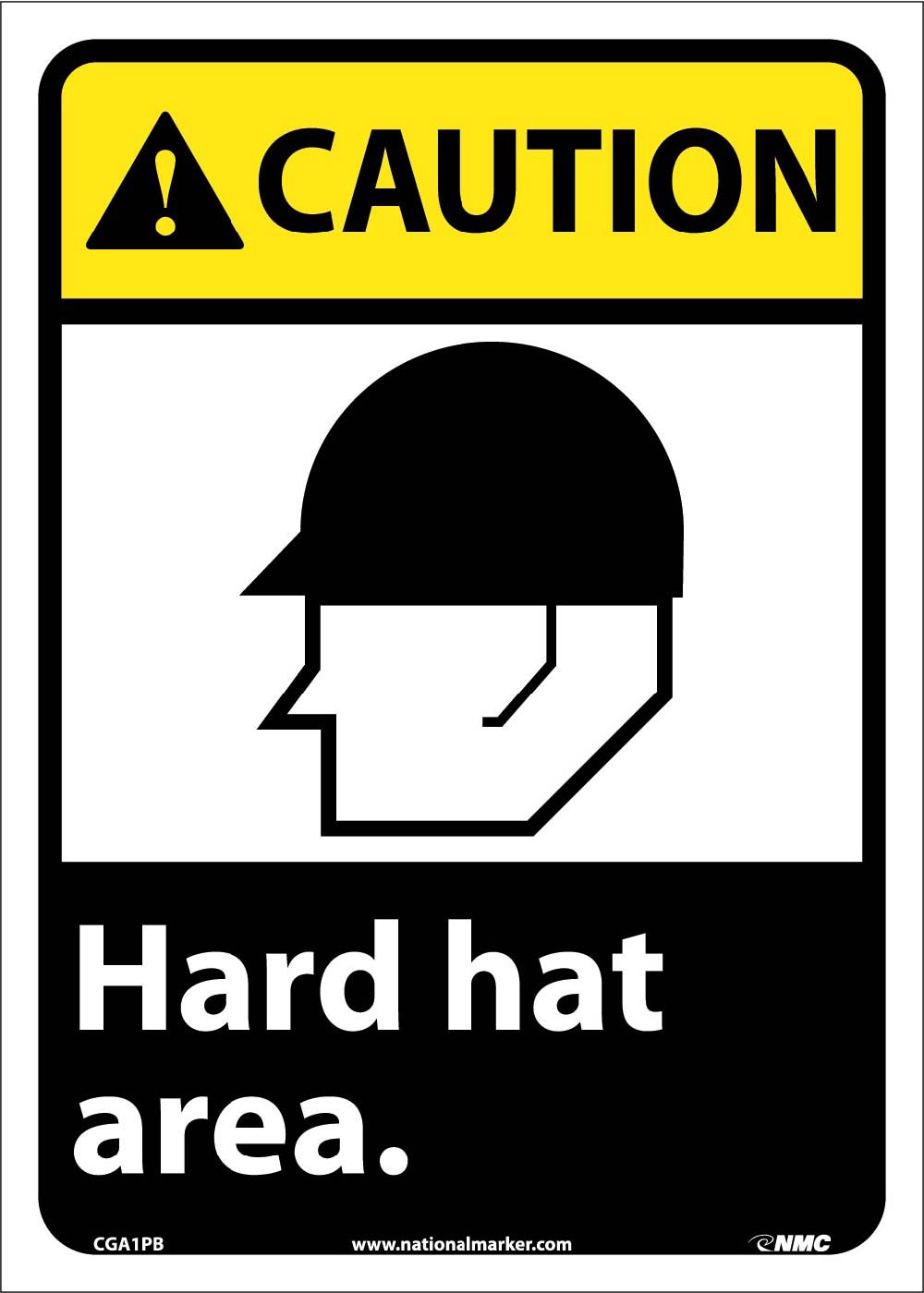 Caution Hard Hat Area Sign-eSafety Supplies, Inc