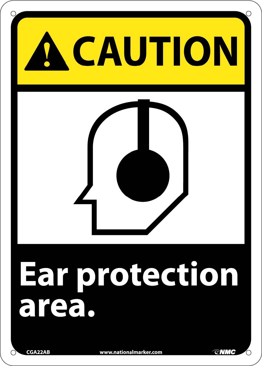 Caution Ear Protection Area Sign-eSafety Supplies, Inc