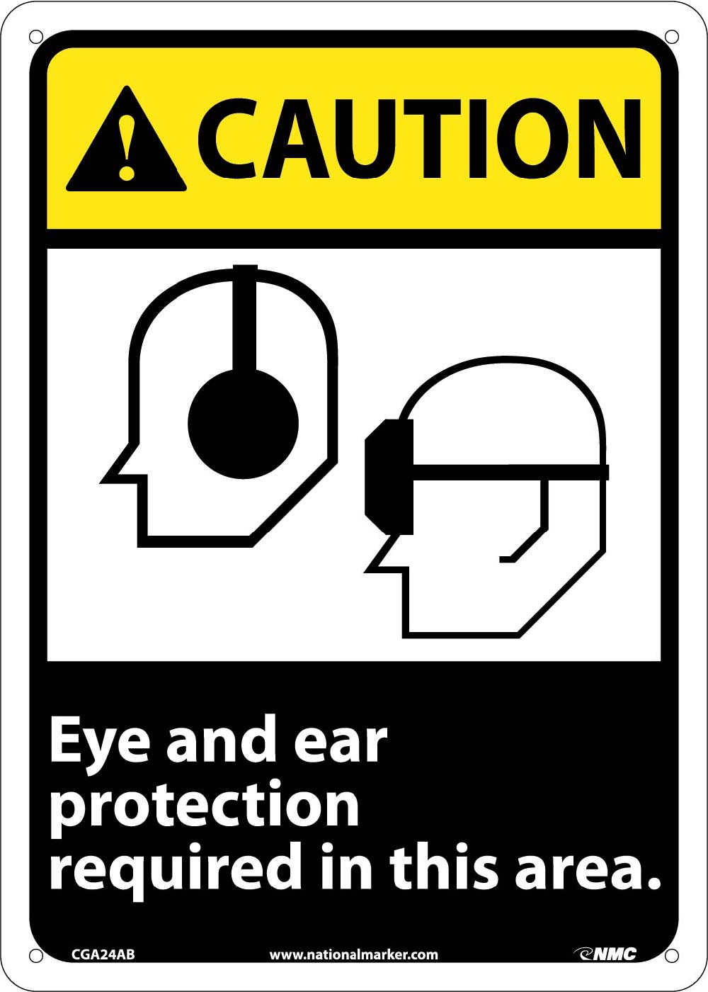 Caution Eye And Ear Protection Required Sign-eSafety Supplies, Inc