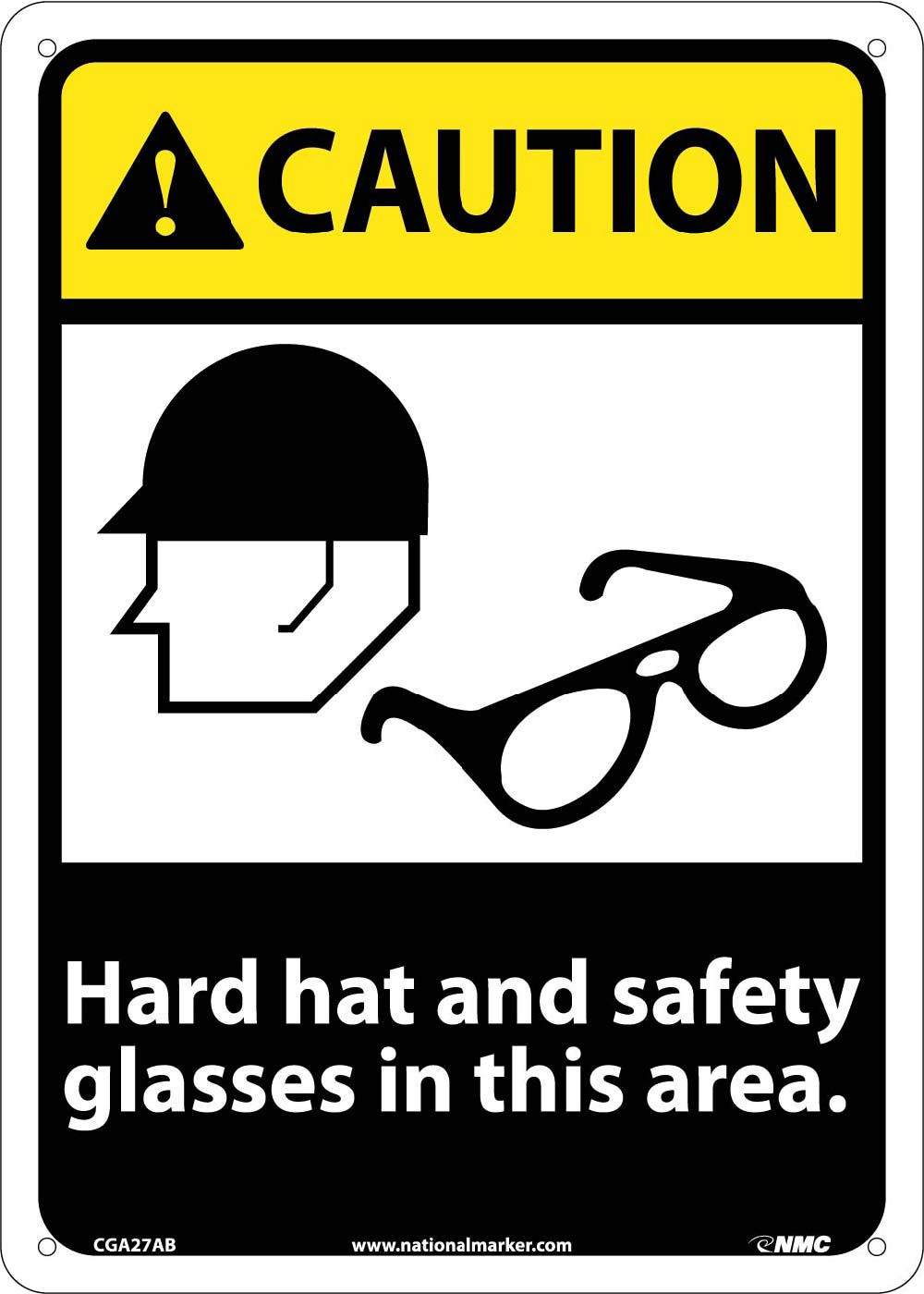 Caution Hard Hat And Safety Glasses In This Area Sign-eSafety Supplies, Inc