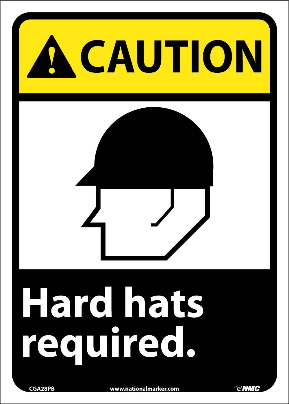 Caution Hard Hats Required Sign-eSafety Supplies, Inc