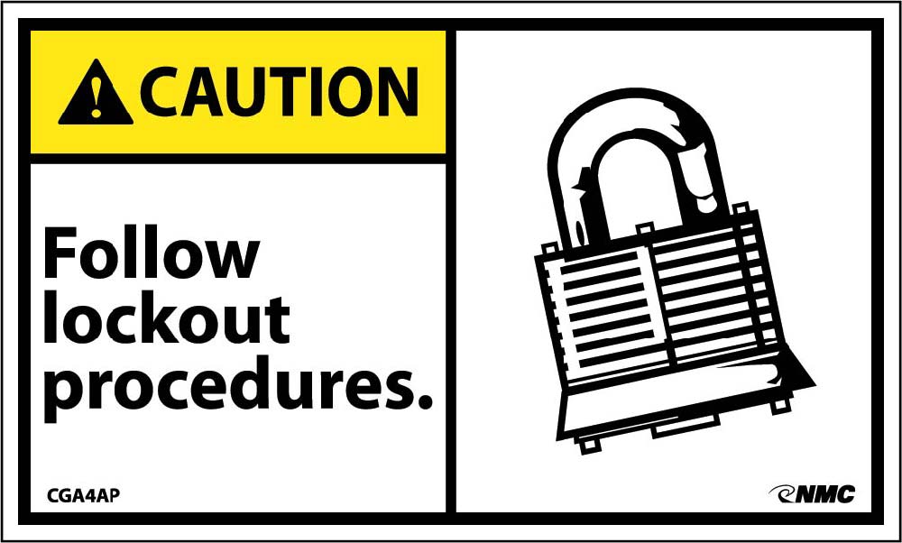 Caution Follow Lockout Procedures Label - 5 Pack-eSafety Supplies, Inc