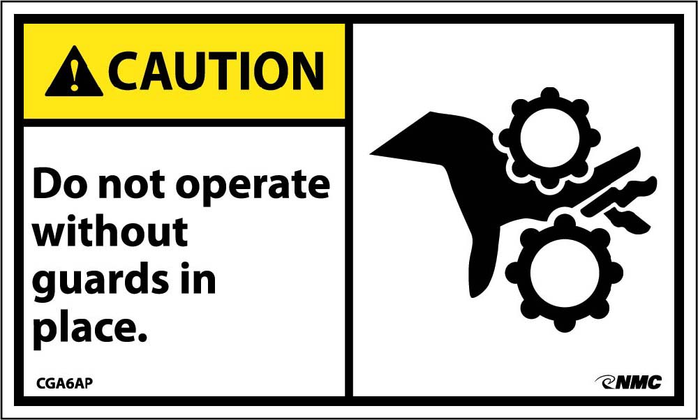 Caution Do Not Operate Without Guards In Place Label - 5 Pack-eSafety Supplies, Inc