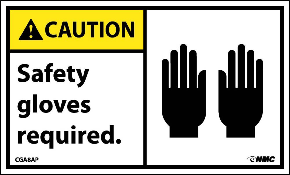 Caution Safety Gloves Required Label - 5 Pack-eSafety Supplies, Inc