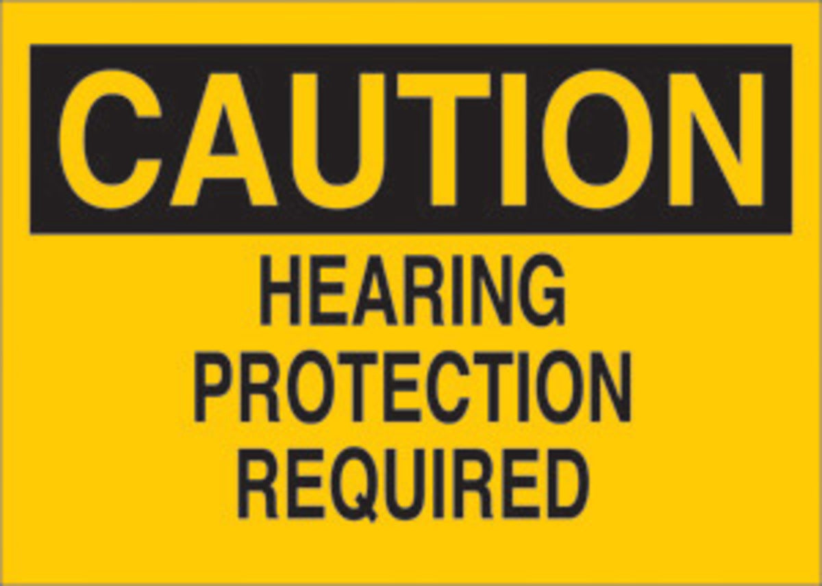 Brady® 7" X 10" X .06" Black On Yellow .0591" B-401 Polystyrene Safety Sign "HEARING PROTECTION REQUIRED"-eSafety Supplies, Inc