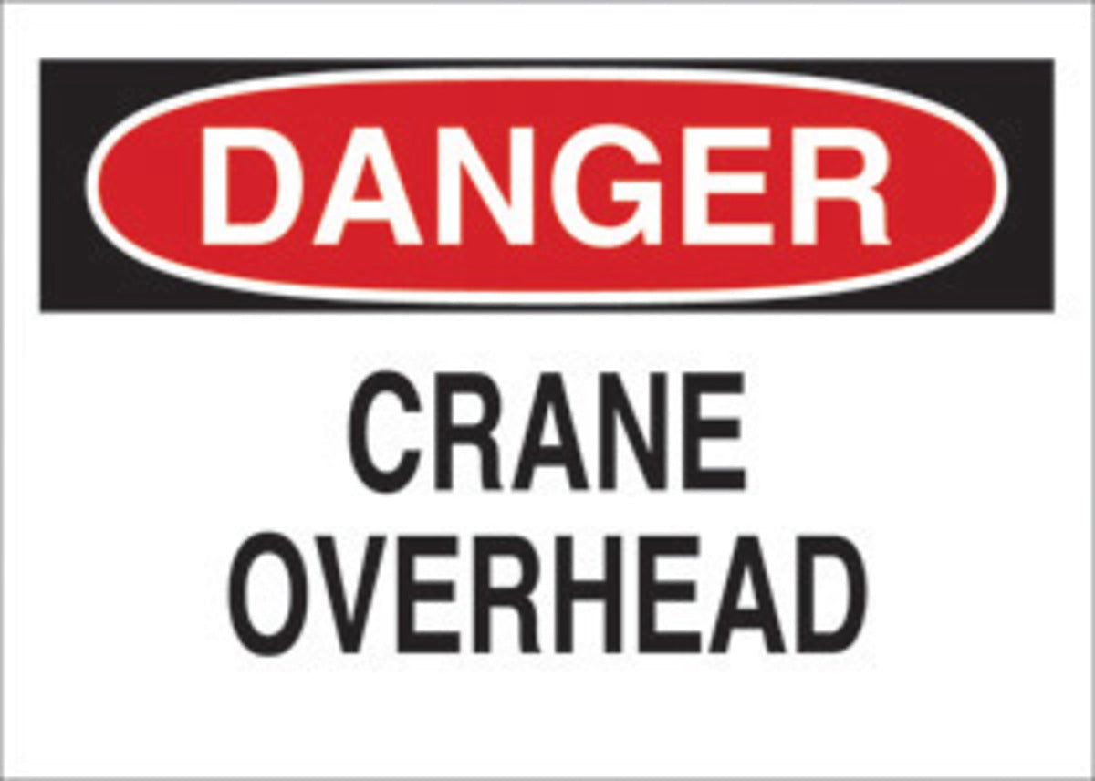Brady® 10" X 14" X .06" Black/Red On White .0591" B-401 Polystyrene Safety Sign "CRANE OVERHEAD"-eSafety Supplies, Inc