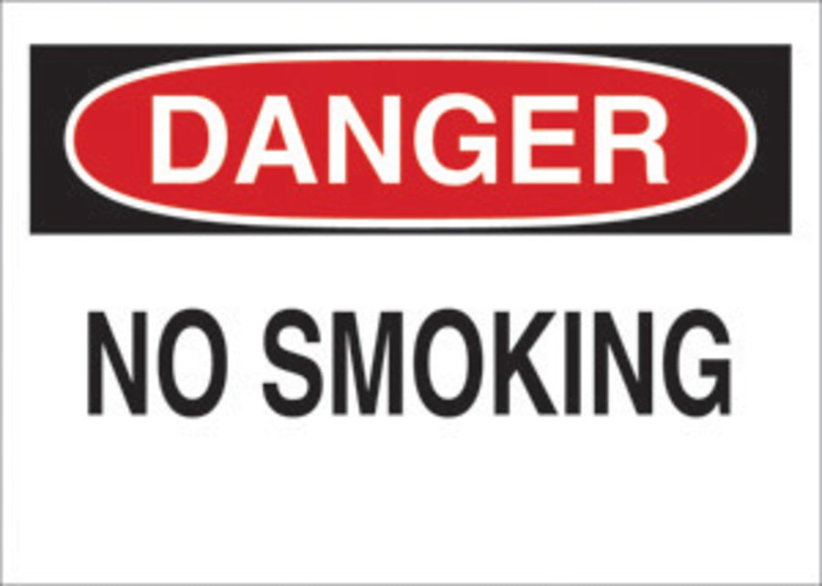 Brady® 10" X 14" X .06" Black/Red On White .0591" B-401 Polystyrene Danger Sign "DANGER NO SMOKING"-eSafety Supplies, Inc