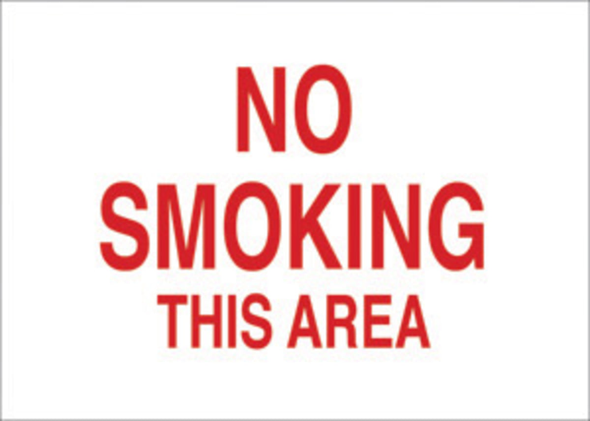 Brady® 10" X 14" X .035" Red On White B-555 Aluminum Safety Sign "NO SMOKING THIS AREA"-eSafety Supplies, Inc