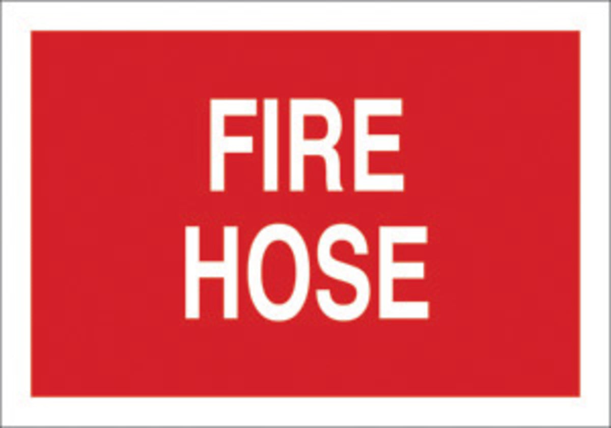 Brady® 7" X 10" X .035" White On Red B-555 Aluminum Safety Sign "FIRE HOSE"-eSafety Supplies, Inc
