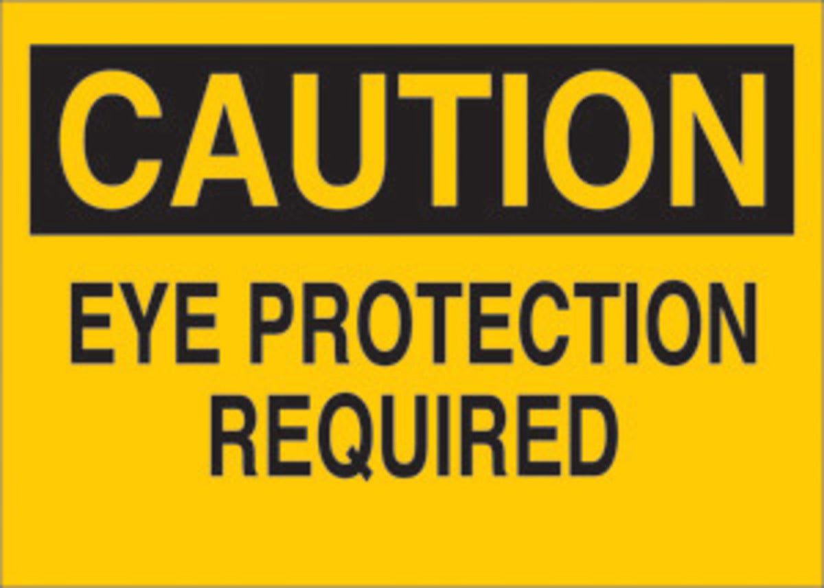 Brady® 7" X 10" X .006" Black On Yellow .01" B-302 Polyester Caution Sign "EYE PROTECTION REQUIRED"-eSafety Supplies, Inc