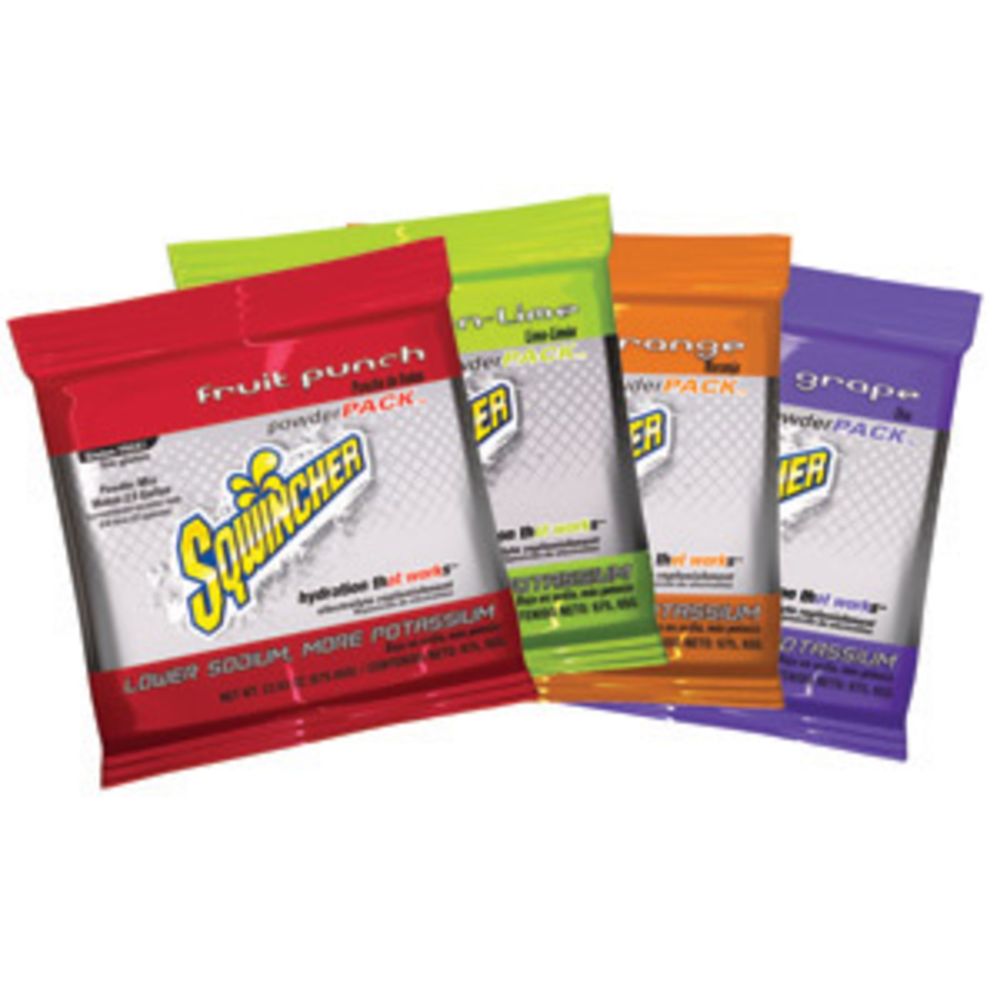 Sqwincher 23.83 Ounce Assorted Flavors Powder Pack Powder Concentrate Package Electrolyte Drink (1 Case Electrolyte Drink Powder - Pack)-eSafety Supplies, Inc