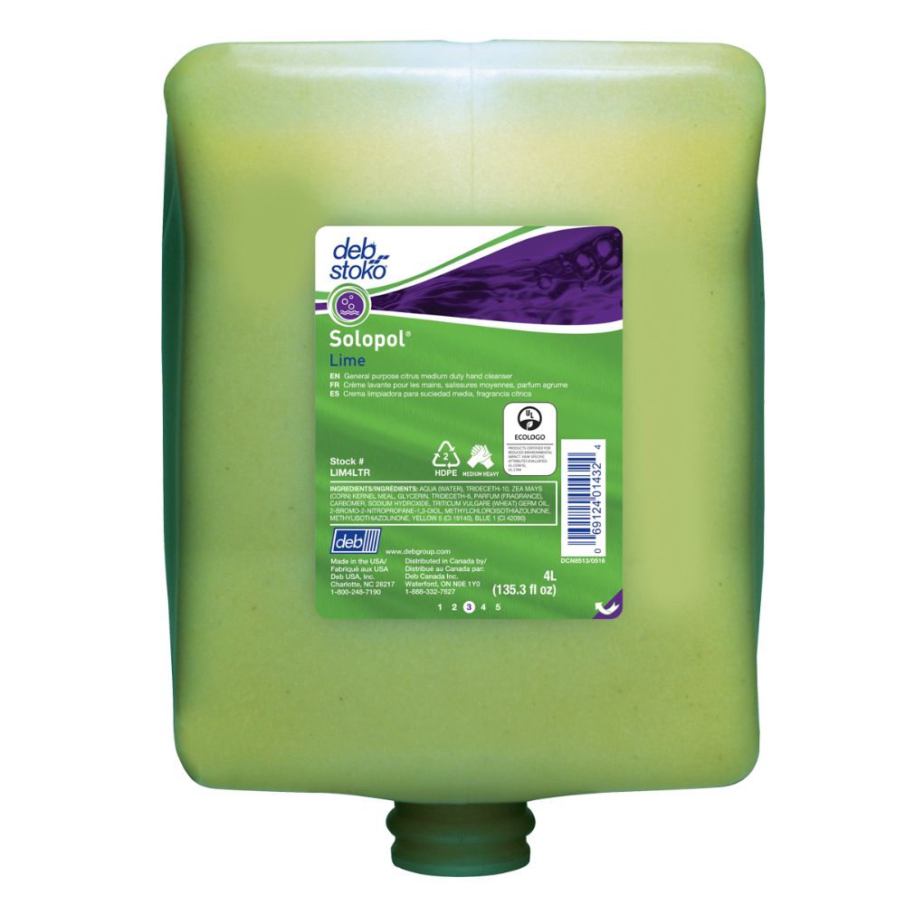 Deb 4 Liter Refill Green Solopol Scented Hand Cleaner (4 Hand Cleaners - Pack)-eSafety Supplies, Inc