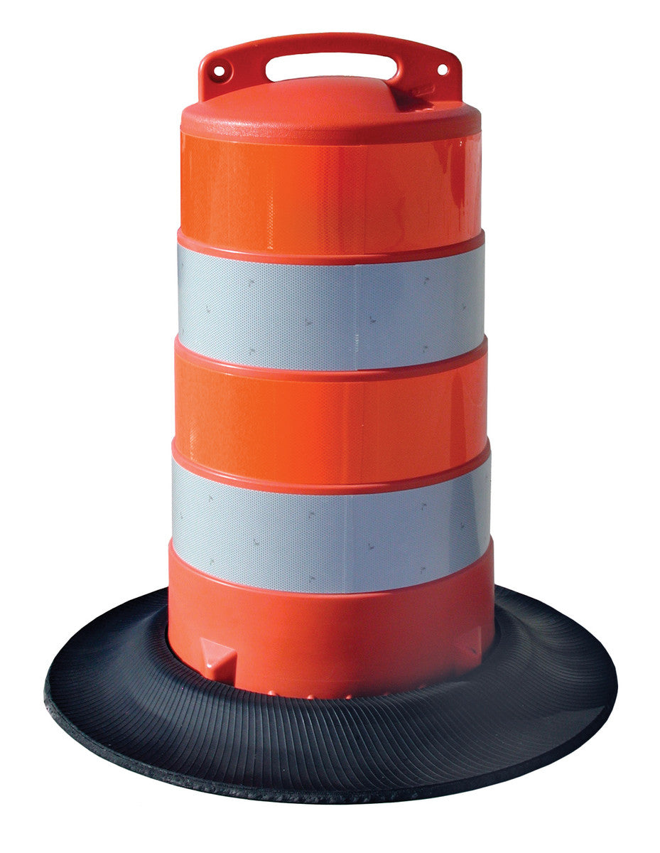 Brady ® 40" X 20.7" Diameter Orange/White Polyethylene High Density Traffic Barrel With 25 lb Rubber Ring Base-eSafety Supplies, Inc