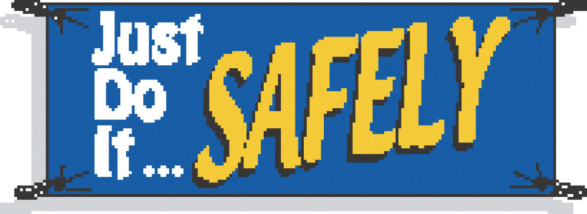 Brady® 3.5' X 10' X .055" White/Yellow On Blue .0551" Polyethylene Safety Banner "JUST DO IT...SAFELY"-eSafety Supplies, Inc