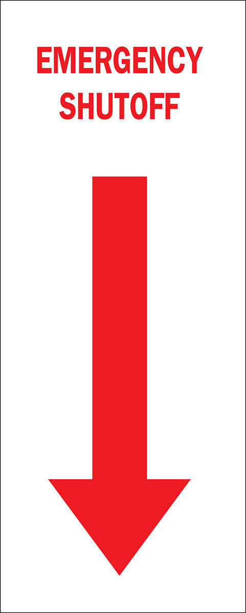 Brady® 14" X 10" X .06" Red On White .0591" B-401 Polystyrene Safety Sign "EMERGENCY SHUTOFF"-eSafety Supplies, Inc