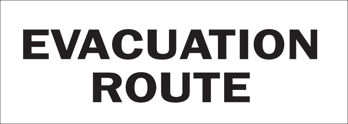 Brady® 6 1/2" X 14" X 1/10" Black On White .0984" B-120 Fiberglass Caution Sign "EVACUATION ROUTE"-eSafety Supplies, Inc