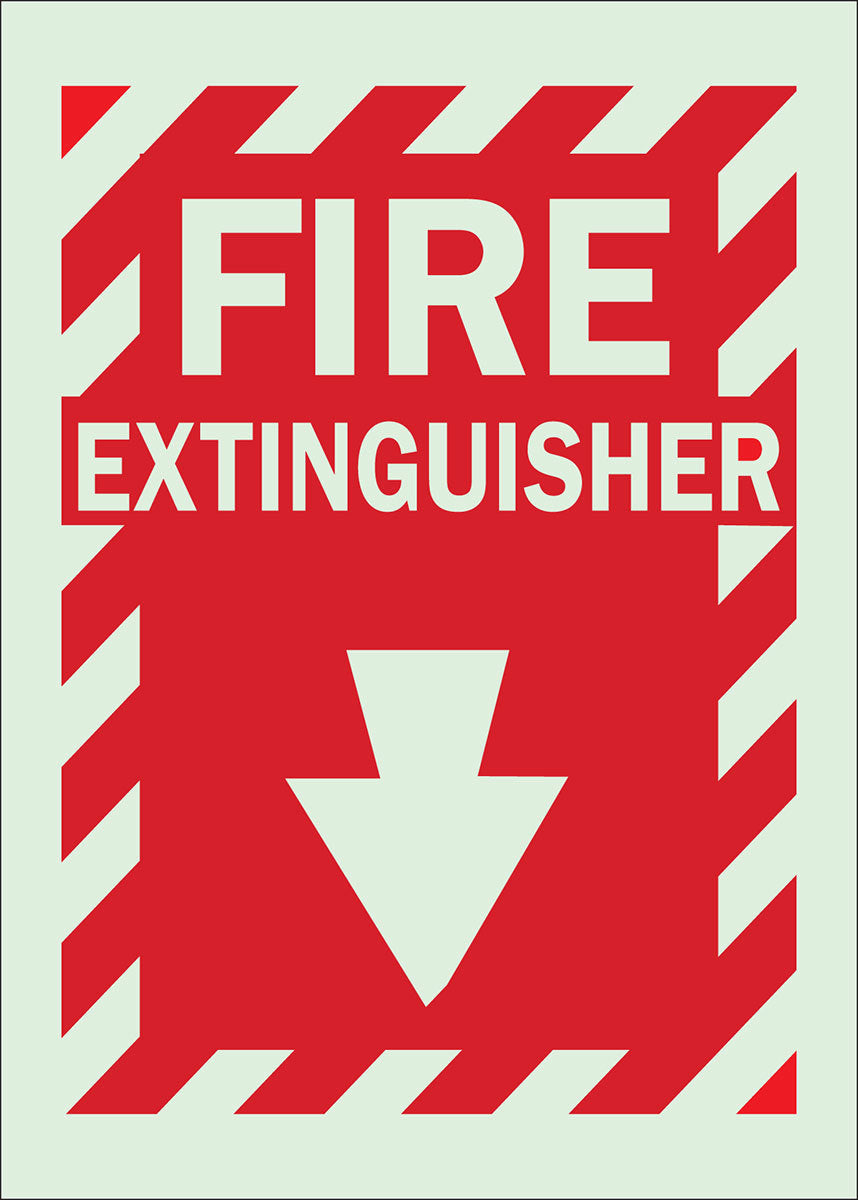 Brady® 14" X 10" X .008" Red On Glow .0079" B-324 Polyester Fire Extinguisher Sign "FIRE EXTINGUISHER"-eSafety Supplies, Inc