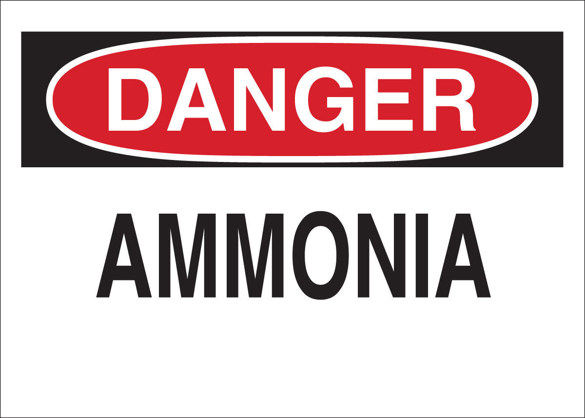 Brady® 7" X 10" X .006" Black/Red On White .01" B-302 Polyester Danger Sign "AMMONIA"-eSafety Supplies, Inc