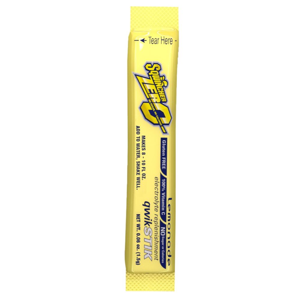 Sqwincher .06 Ounce Lemonade Flavor Qwik Stik ZERO Powder Concentrate Packet Electrolyte Drink (1 Case Electrolyte Drink Powder - Pack)-eSafety Supplies, Inc