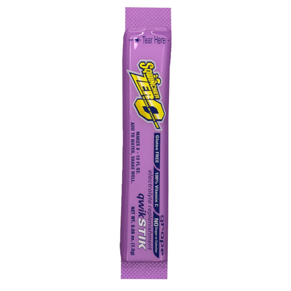 Sqwincher .06 Ounce Grape Flavor Qwik Stik ZERO Powder Concentrate Packet Electrolyte Drink (1 Case Electrolyte Drink Powder - Pack)-eSafety Supplies, Inc