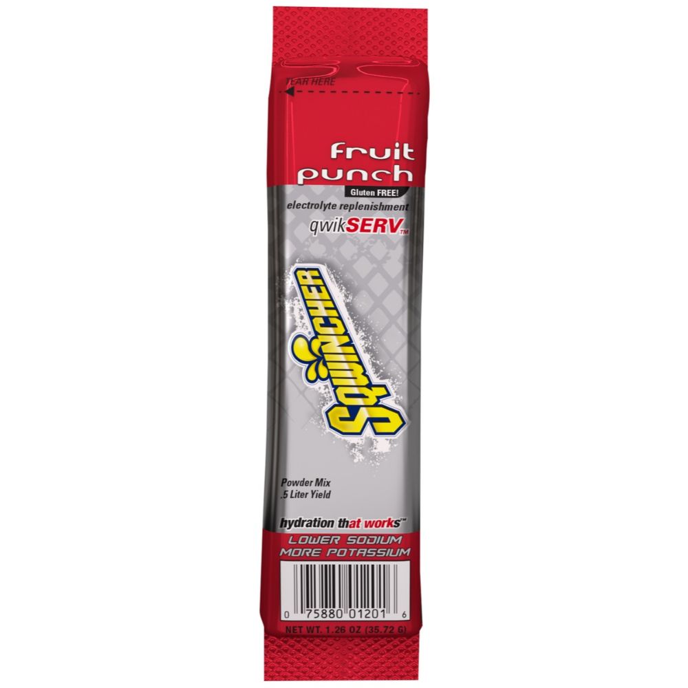 Sqwincher 1.26 Ounce Fruit Punch Flavor Qwik Serv Powder Concentrate Package Electrolyte Drink (1 Box Electrolyte Drink Powder - Pack)-eSafety Supplies, Inc